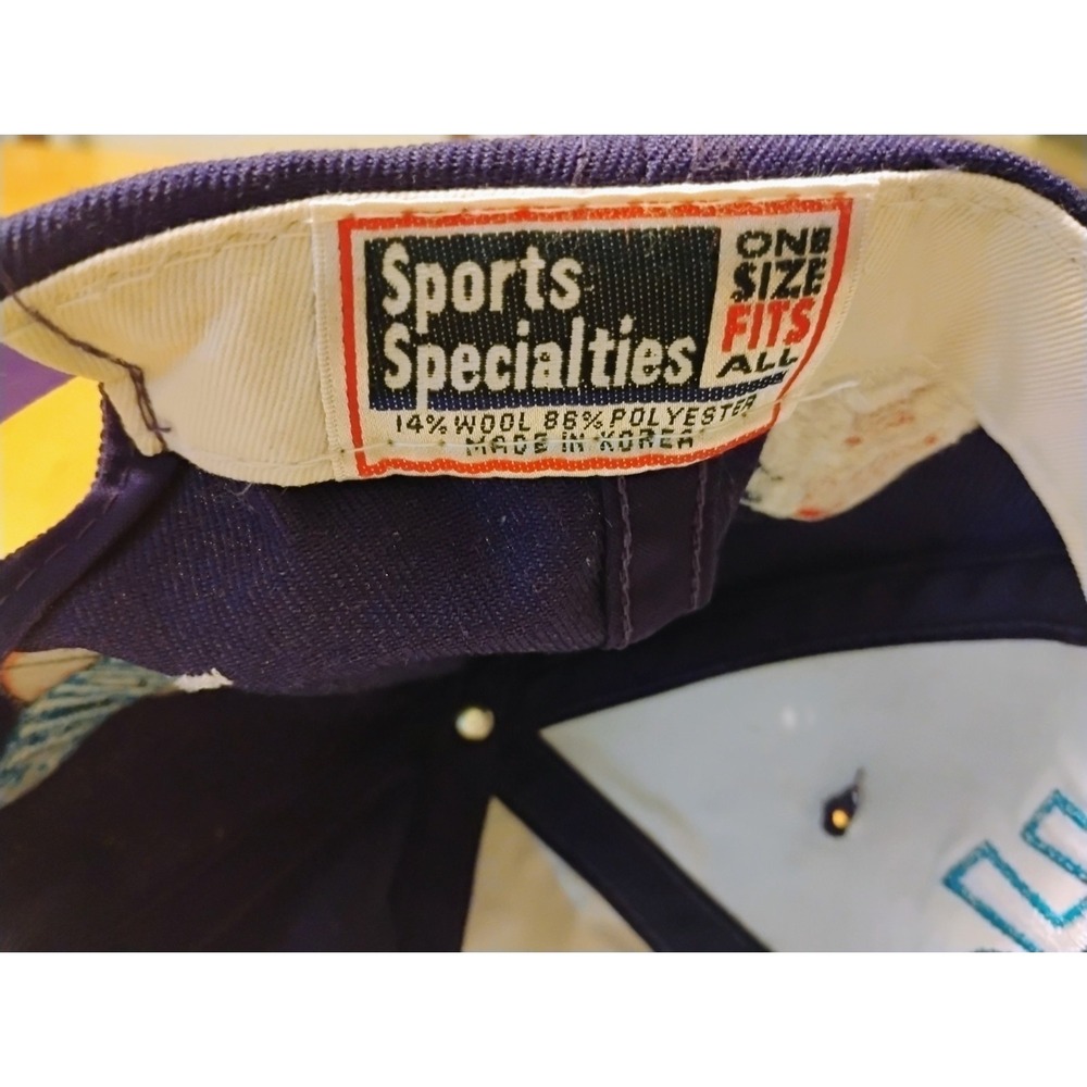 VTG 90s Charlotte Hornets Hat Cap Sports Specialties NBA Wool Blend Adjustable - Picture 7 of 14